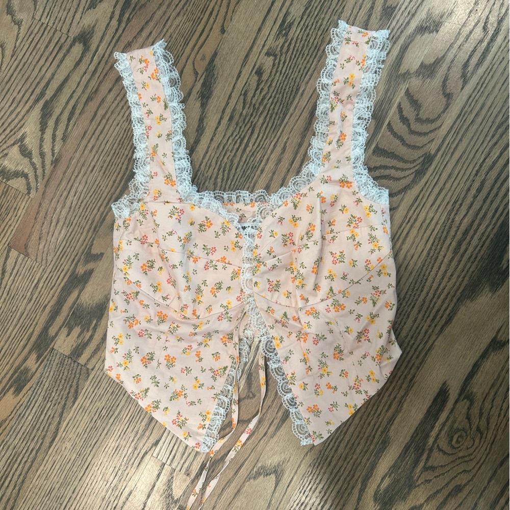 Rumored Floral Lace Tie Top